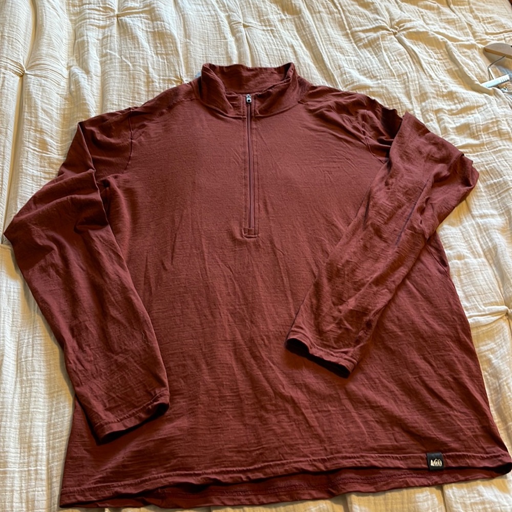 REI merino wool half zip pullover